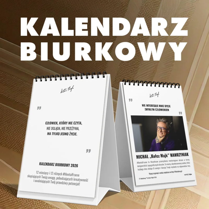 12-miesięczny kalendarz biurkowy #MentalFrame od Kołcza Majka na rok 2026